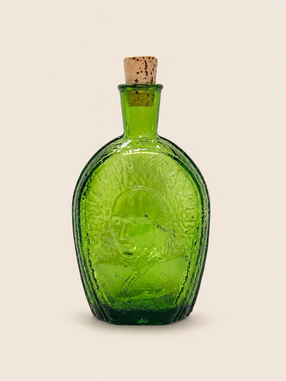 Vintage Wheaton Benjamin Franklin Green Glass Bottle Original Cork Millville NJ